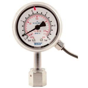 230.15 manometer z Bourdonovo cevjo za UHP (ultra visoke čistosti) iz nerjavečega jekla. 1 ½ " (38.1 mm), 2" (50 mm), EN 60529, ASME B40.1.