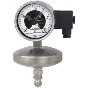 532.53+8xx absolutni manometer s preklopnimi kontakti se uporablja pri merjenju tlaka plinskih in tekočih medijev. IP54 možnost: IP65.