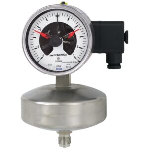 632.51+8xx manometer s kapsulo in preklopnimi stikali se uporablja pri merjenju tlaka plinskih in tekočih medijev. Visoka zaščita pred obremen