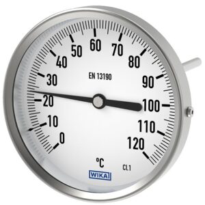 A52 bimetalni termometer. Industrijska uporaba, klimatizacija. -30 °C ... +500 °C, EN 13190, 25 mm ... 160 mm, nerjavečega jeklo.