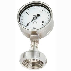 DSS19F manometer z nameščenim tlačnim vmesnikom je zaščiten v aplikacijah z zahtevnimi mediji. SIP in CIP. +10 °C ... +80 °C. Do 25 bar.