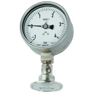 DSS22F manometer z nameščenim tlačnim vmesnikom je zaščiten v aplikacijah z zahtevnimi mediji. SIP in CIP. +10°C...+80°C. Do 25 bar.