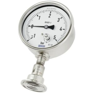 DSS22P manometer z nameščenim tlačnim vmesnikom je zaščiten v aplikacijah z zahtevnimi mediji. SIP in CIP. +10°C...+80°C. Do 25 bar.