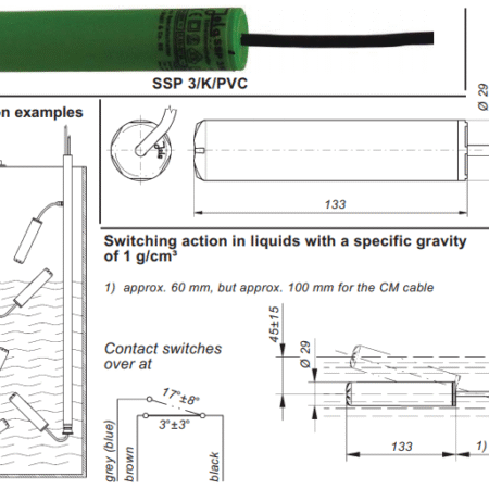 SSP3/K/TPK-5m plavajoče stikalo (plovec) v obliki valja JOLA - slika 2