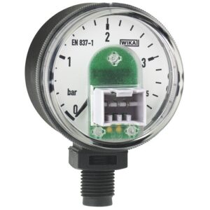 PGT01 intelliGAUGE® bourdonov manometer z izhodnim signalom in senzorjem tlaka na eni strani omogoča običajen analogni prikaz brez zunanjega vira energije.