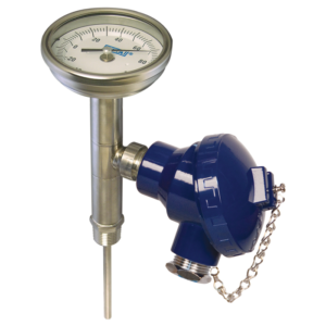 TT.30 termometer z dvojnim prikazom temperature WIKA z električnim izhodom s konfiguracijo za termočlen, RTD ali izhod 4 mA ... 20 mA.