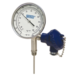 TT.52 termometer z dvojnim prikazom temperature WIKA z električnimi izhodi s konfiguracijo za termočlen, RTD ali signal 4 ... 20 mA.